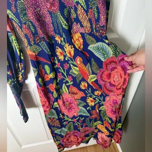 Farm Rio Macaw Bloom Floral Smocked Mock Neck Juliet Dress S thumbnail 4
