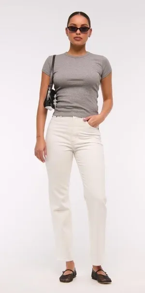 Abercrombie Ankle Straight Ultra High-Rise Jeans Curve Love thumbnail 1
