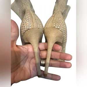 Schutz‎ Women's Sybil Suede & Rhinestone Stilleto Heel Mid-Calf Bootie Tan 7.5 B thumbnail 6