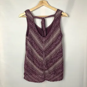 White House Black Market WHBM‎ Tie Back Purple Knit Sleeveless Sweater S thumbnail 4