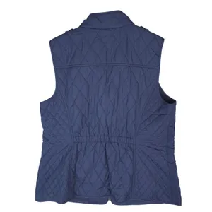 Talbots Quilted Vest Women Large Navy Blue Diamond Fleece Lined Full Zip thumbnail 2