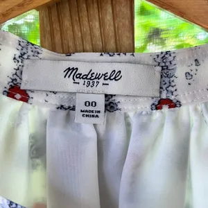 Madewell Women's Sleeveless Silk Mini Dress White Printed Size 00 thumbnail 6