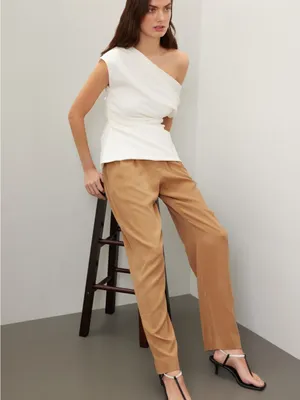 Reformation Mason‎ Pleated Brown Workwear Trousers Size 8 thumbnail 4