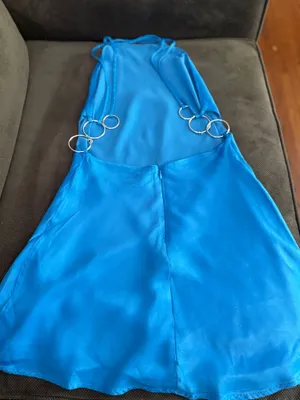 Zara Vibrant Blue Mini Dress Metal Detail Size XS thumbnail 3