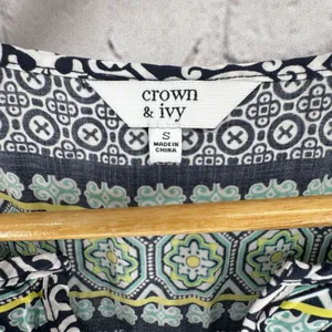 Crown & Ivy Dress Small Navy Sleeveless Shift Sundress Lightweight Boho Hippy thumbnail 5