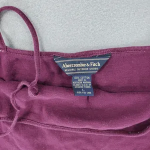 Abercrombie & Fitch Cami Tank Top Women L Burgundy Solid Cotton Spaghetti Strap thumbnail 2