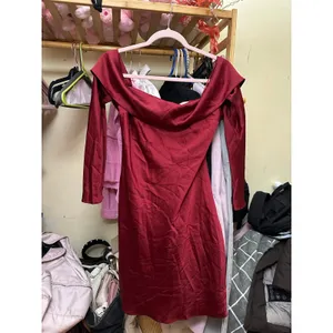 Abercrombie & Fitch Long Sleeve Off The Shoulder Satin Dress Size Small Tall thumbnail 7