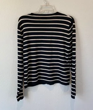 Ralph Lauren Silk Blend Navy & White Coastal Cardigan size large thumbnail 5