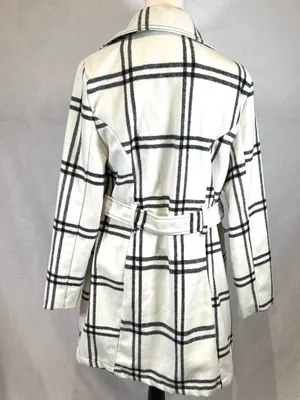 Miss Ashley by 26 International black and white plaid belted coat size medium thumbnail 4