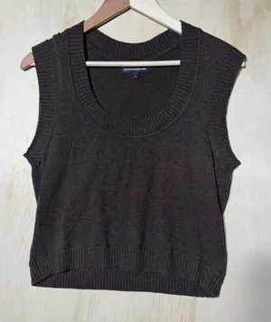 Express Design Studio Brown Sweater Vest Womens Large Wool Blend Knit Y2K Preppy thumbnail 1