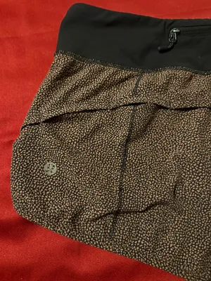 lululemon athletica Black Waistband Brown Speckled Running Shorts thumbnail 4