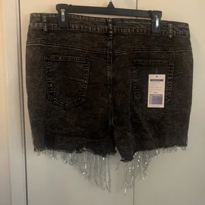 New Collection festival Silver Fringe Denim stretchy cowgirl Shorts size XXL thumbnail 6