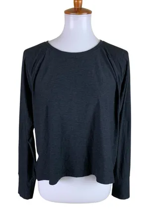 Beyond Yoga Black Lightweight‎ Long Sleeve Cropped Tee Yoga Athleisure Top L thumbnail 1