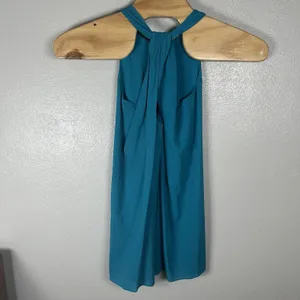 Alice + Olivia Silk Racerback Mini Dress Womens XS Aqua Blue Summer Resort Beach thumbnail 3