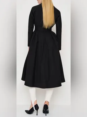NEW REFORMATION Nara Smith VOW Belted Long sleeves black midi dress sz 0 thumbnail 4