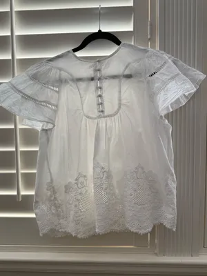 Anthropologie Love The Label 100% Cotton Flutter-Sleeve Peasant Blouse Small thumbnail 3