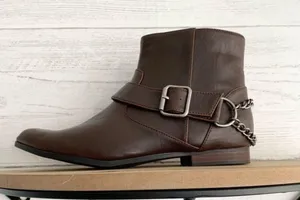 Zara TRF Brown Pointed Booties with Chain Detail thumbnail 15