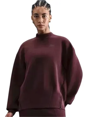 Nike Sportswear Tech Fleece Style Crewneck Sweatshirt Maroon Burgundy Sz S thumbnail 1