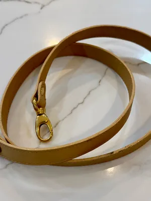 Tan Leather Shoulder Strap with Gold Hardware thumbnail 2