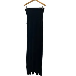 BHLDN Luella Black‎ Velvet Strapless Maxi Dress w/ Slit Size Medium thumbnail 4