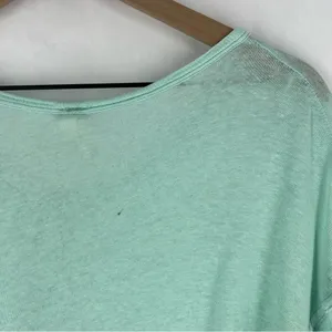 We The Free Sheer Aqua Mint‎ Green Linen Blend Relaxed Fit Dolman Henley Top thumbnail 13