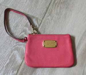 Michael Kors Coral Leather Wristlet with Card Slots thumbnail 1
