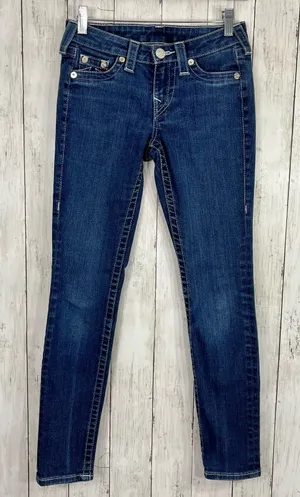 True Religion Lone Star Legging Denim Skinny Jeans Crystal Logo 24 thumbnail 1