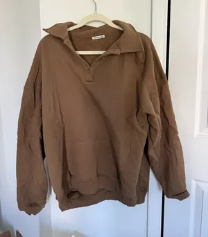 Reformation Chestnut Button Polo Sweatshirt thumbnail 1