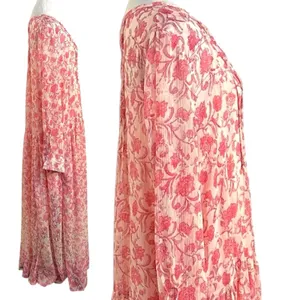 Free People Dainty Ethereal See It Through Maxi Dress Pink Rose Floral Medium thumbnail 6