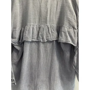 Maeve Anthropologie Women’s Blue White Striped Ruffle Sleeve Cotton Top Small thumbnail 12