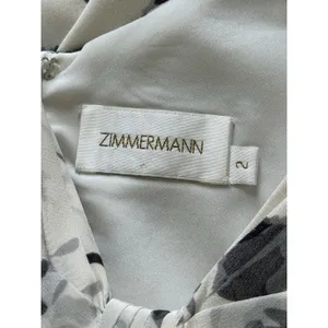 Zimmermann Silk Midi‎ Sheath Dress 2 (US 8-10) White Blue Floral Pleated Front thumbnail 3