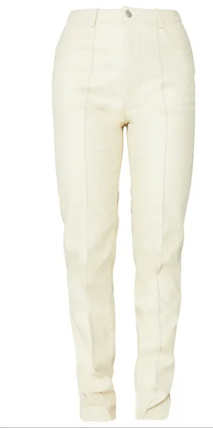 Pretty Little Thing Cream Leather Pants thumbnail 4