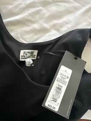 Future Collective Sleeveless Black And Ivory Drop Waist Midi Dress NWT Small thumbnail 3