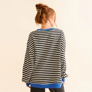 NWOT Free People Classic Striped Oversized Crewneck thumbnail 5