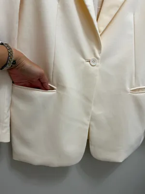 Daily Drills Blazer Single Button Relaxed Fit Cream Size XS / S thumbnail 7