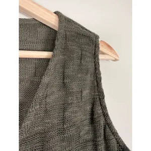 Madewell Olive Green Basketweave Knit‎ Button Front Sweater Vest NN249 Womens XS thumbnail 6