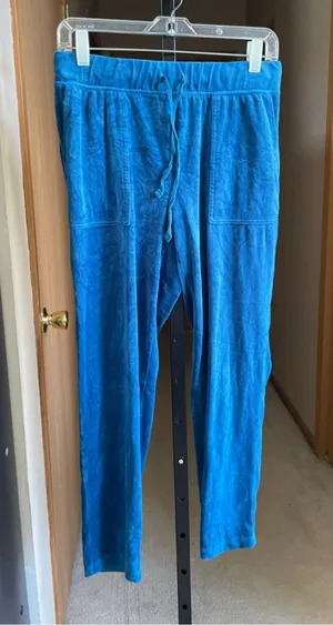 Women's Teal Velour Track Pants S thumbnail 1