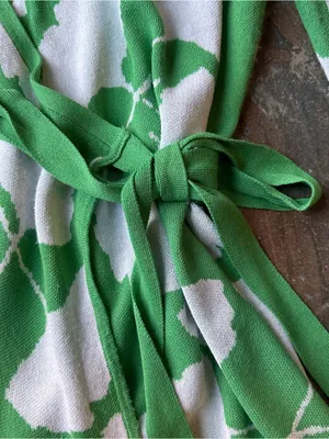 DVF for Target Ginkgo Leaf Green Knit Wrap Dress Mini Sweater Dress Medium M thumbnail 6
