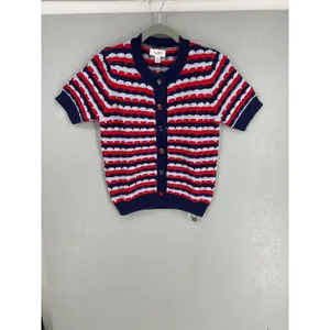 Allison New York Womens Adelle Cardigan Short Sleeve Jewel Button Striped Small thumbnail 2
