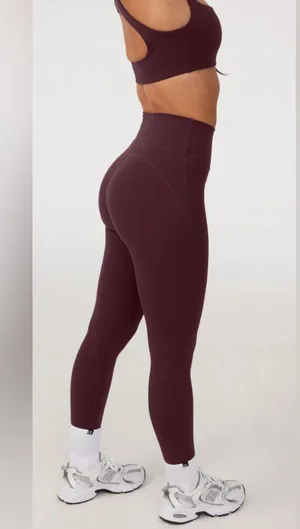 LevelUp Active Maroon High-Waisted Loggings 24” Inseam BRAND NEW thumbnail 1