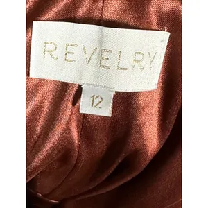 Revelry Skye Satin Side Zip Dress Size 12 Burnt Orange Double Slit NWT thumbnail 8