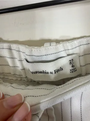 Abercrombie and Fitch SHORT Sloane Tailored Pant Trousers White Pinstripe 27/4 thumbnail 7