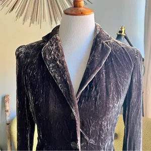 Tahari Women’s Mocha Brown Crushed Velvet Blazer Touch of Silk thumbnail 3