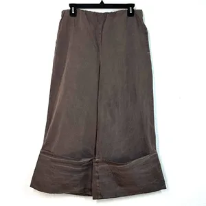 Free People M LULA CUFF PANTS Pull On Wide Leg Crop Brown 21" Inseam Capri thumbnail 5