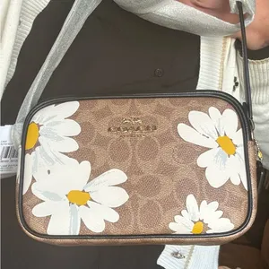 Coach Authentic Signature floral canvas/ smooth leather top zip Crossbody thumbnail 11