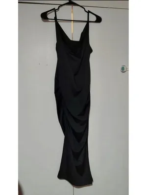Elegant Black Sleeveless Ruched‎ Maxi Dress thumbnail 2