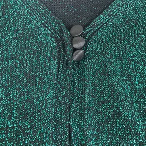 FREE PEOPLE Emmaline Metallic Green Cardigan Long‎ Sleeve Goth Dark Romantic XS thumbnail 9