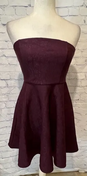 Garage maroon fit and flare strapless dress size small thumbnail 1