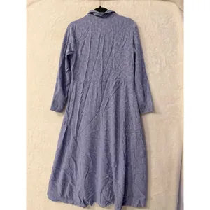 Earth Song Jacquard Leaf Maxi Dress Womens Large Periwinkle Long Sleeve Boho thumbnail 10