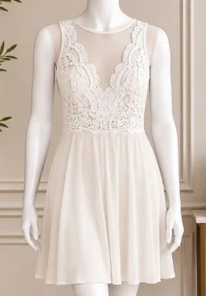 Grace Karin Womens Dress White Lace Bodice Fit and Flare Size Small thumbnail 1